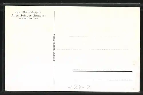 AK Stuttgart, Brandkatastrophe 1931, Zerstörtes Haus