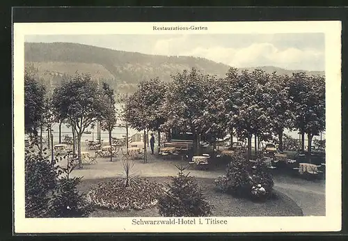 AK Titisee, Schwarzwald-Hotel und Restaurations-Garten