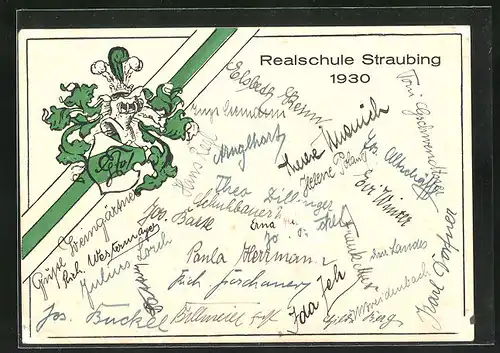 AK Straubing, Absolvia 1930 der Realschule, Wappen
