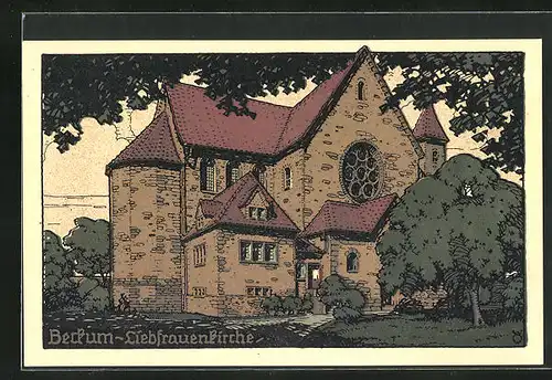 Steindruck-AK Beckum, Liebfrauenkirche