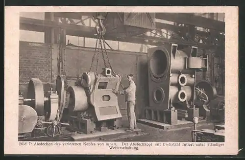 AK Hannover-Linden, HANOMAG, Herstellung eines Lokomotiven-Dampfzylinders