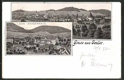 Lithographie Goslar, Panorama & Kaiserhaus