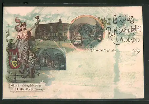 Lithographie Hannover, Restaurant Ratsweinkeller C. Wedekind