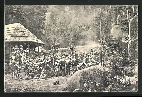 AK Oybin b. Zittau, Waldtheater Wallenstein`s Lager von Friedrich v. Schiller, Kapuzinerpredigt