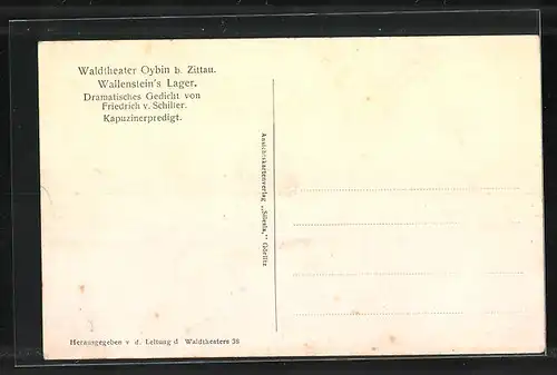 AK Oybin b. Zittau, Waldtheater Wallenstein`s Lager von Friedrich v. Schiller, Kapuzinerpredigt