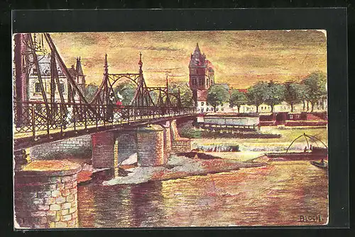 Künstler-AK Hameln a. d. W., Weserbrücke
