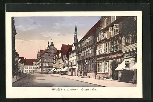 AK Hameln a. d. Weser, Osterstrasse mit Geschäften