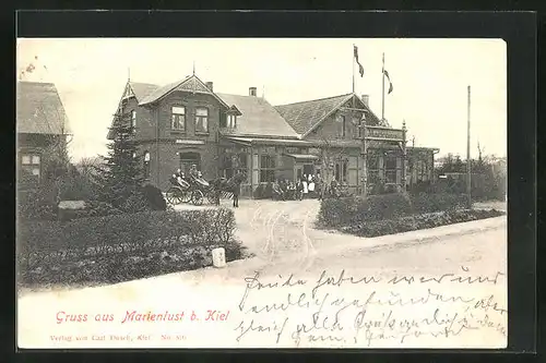 AK Kiel, Gasthaus Marienlust mit Pferdewagen