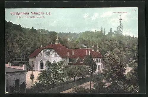 AK Schmölln /S.-A., Gasthaus Schützenhaus und Erst-Agnes-Turm
