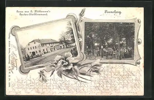 AK Pinneberg, Gasthaus von E. Hüttmann, Garten
