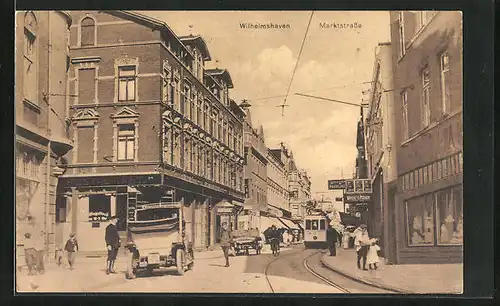 AK Wilhelmshaven, Marktstrasse mit Strassenbahn