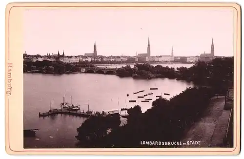 Fotografie unbekannter Fotograf, Ansicht Hamburg, Panorama mit Lombardsbrücke