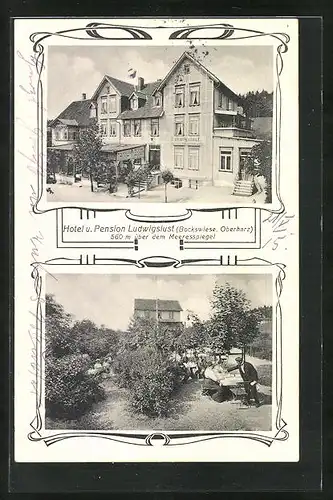 AK Bockswiese / Harz, Hotel und Pension Ludwigslust mit Aussenanlagen