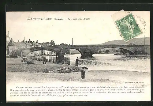 AK Villeneuve-sur-Yonne, Le Pont, rive droite