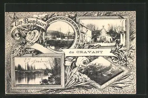 AK Cravant, La Ville, Le Pont, Une Rue