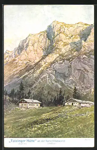 Künstler-AK Edward Theodore Compton: Tutzinger Hütte an der Benediktenwand