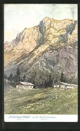 Künstler-AK Edward Theodore Compton: Tutzinger Hütte an der Benediktenwand