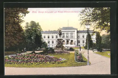 AK Kiel, Königliche Universität mit Kaiser-Wilhelm-Denkmal