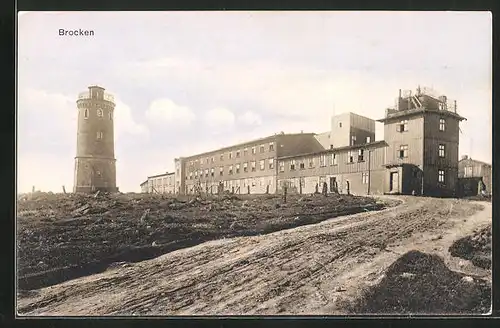 AK Brocken / Harz, Brocken Hotel und Aussichtsturm