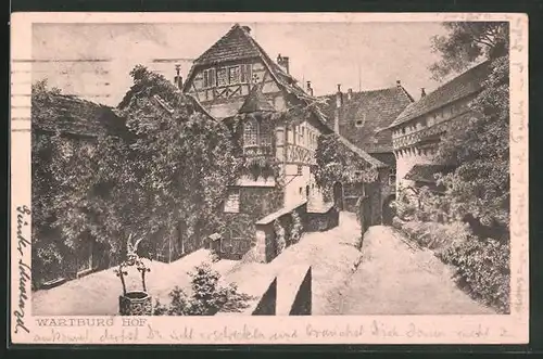 AK Eisenach, Wartburg, am Brunnen auf dem Hof