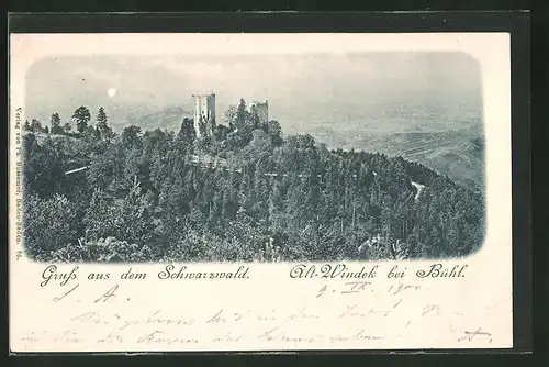 AK Bühl im Schwarzwald, Blick auf die Burg Alt-Winkel