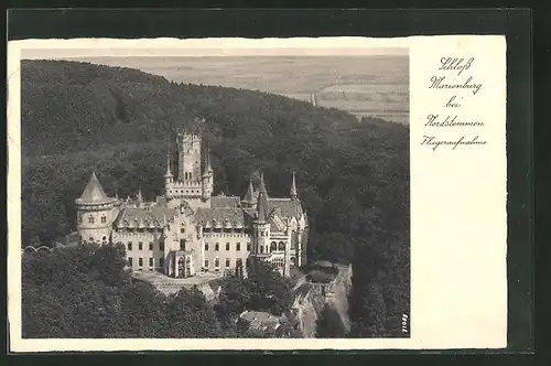 AK Nordstemmen, Fliegeraufnahme des Schlosses Marienburg, Waldwirtschaft Marienberg