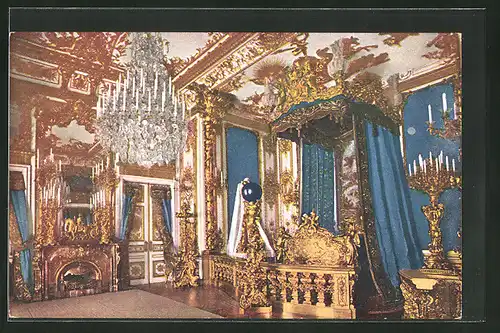 AK Herrenchiemsee, Königsschloss, im Schlafzimmer