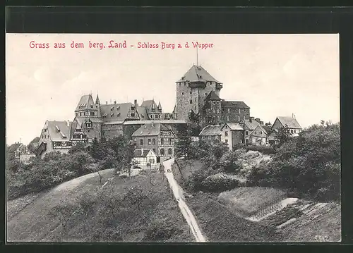 AK Solingen, Blick auf Schloss Burg a.d. Wupper