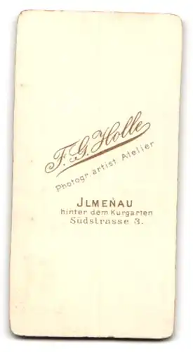 Fotografie F. G. Holle, Ilmenau, Südstr. 3, Mann im Anzug mit Zwicker