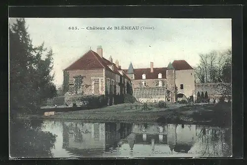 AK Bleneau, Partie am Ufer neben dem Schloss