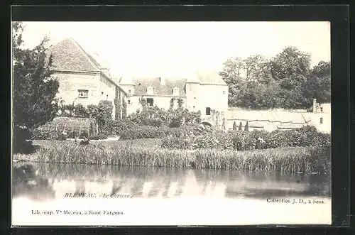 AK Bleneau, Le Chateau, Blick zum Schloss vom Teich aus