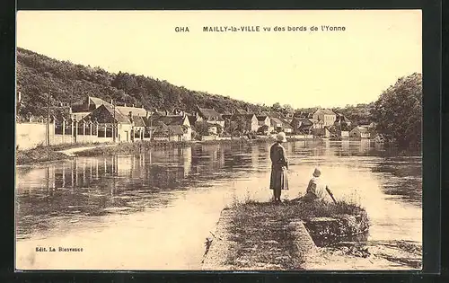 AK Mailly-la-Ville, vu des bords de l`Yonne