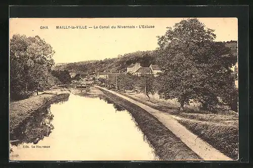 AK Mailly-la-Ville, Le Canal du Nivernale, L`Ecluse