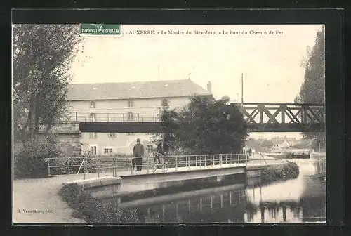 AK Auxerre, Le Moulin du Bâtardeau, Le Pont du Chemin de Fer