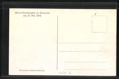 AK Chemnitz, Elektrizitätswerk, Strum-Katastrophe 1916