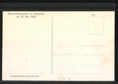 AK Chemnitz, Fritschings-Gut-Chemnitz-Furth nach einem Unwetter 1916