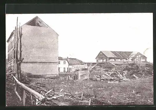 AK Chemnitz, Schlesische Nutzholzhandlung Grau & Heidel nach einem Unwetter 1916