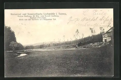 AK Sommerfrische Lochmühle im Taunus, Blick von der Terrasse ins Köpperner Tal