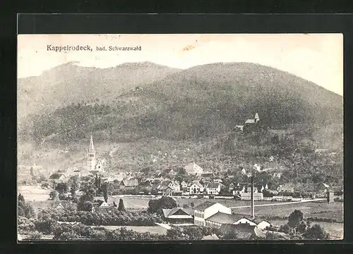 AK Kappelrodeck im bad. Schwarzwald, Ortstotale mit der Kirche