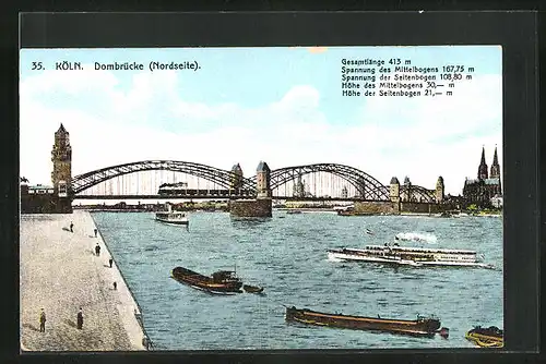 AK Köln a. Rhein, Dombrücke Nordseite