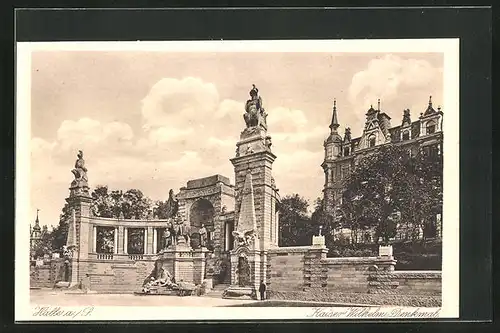AK Halle a.S., Partie am Kaiser Wilhelm Denkmal