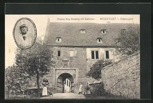 AK Neustadt im Odenwald, Eingang zur Burg Breuberg mit Breilecker