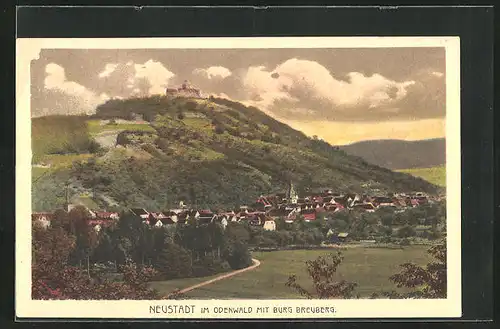 AK Neustadt im Odenwald, Gesamtansicht mit der Burg Breuberg