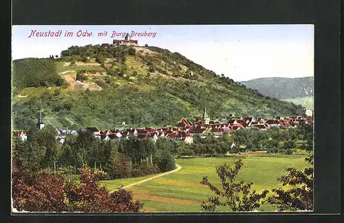 AK Neustadt im Odenwald, die Burg Breuberg über der Stadt