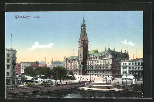 AK Hamburg, Rathaus mit Kanal