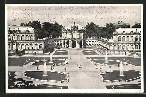 AK Dresden, Zwinger aus der Vogelschau