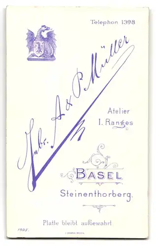 Fotografie Gebr. A. & P. Müller, Basel, Steinenthorberg, Portrait bildschönes Fräulein in gerüschter Bluse