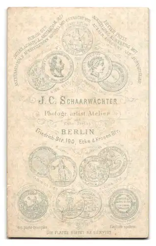 Fotografie J. C. Schaarwächter, Berlin, Friedrichstr. 190, Portrait stattlicher Herr mit Bart im Jackett