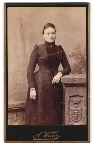 Fotografie A. Wicky, Berne-Soleure, Portrait schönes Fräulein im prachtvollen Kleid