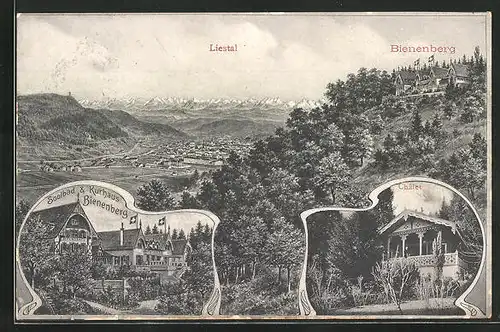 AK Liestal, Kurhaus Bienenberg, Chalet, Ortspanorama